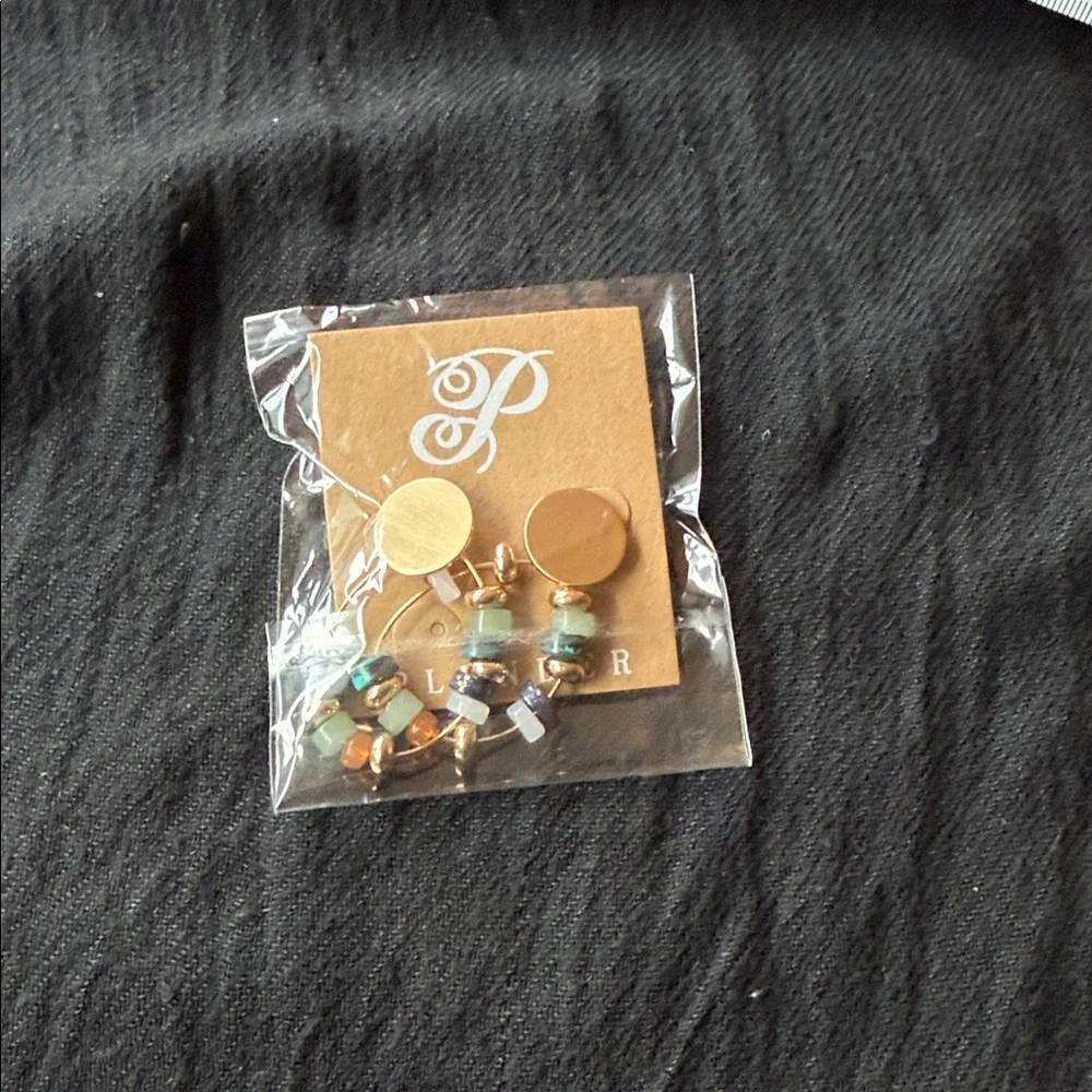 ‼️NWT Plunder Gold Earrings with Colorful Beads - Picture 3 of 3